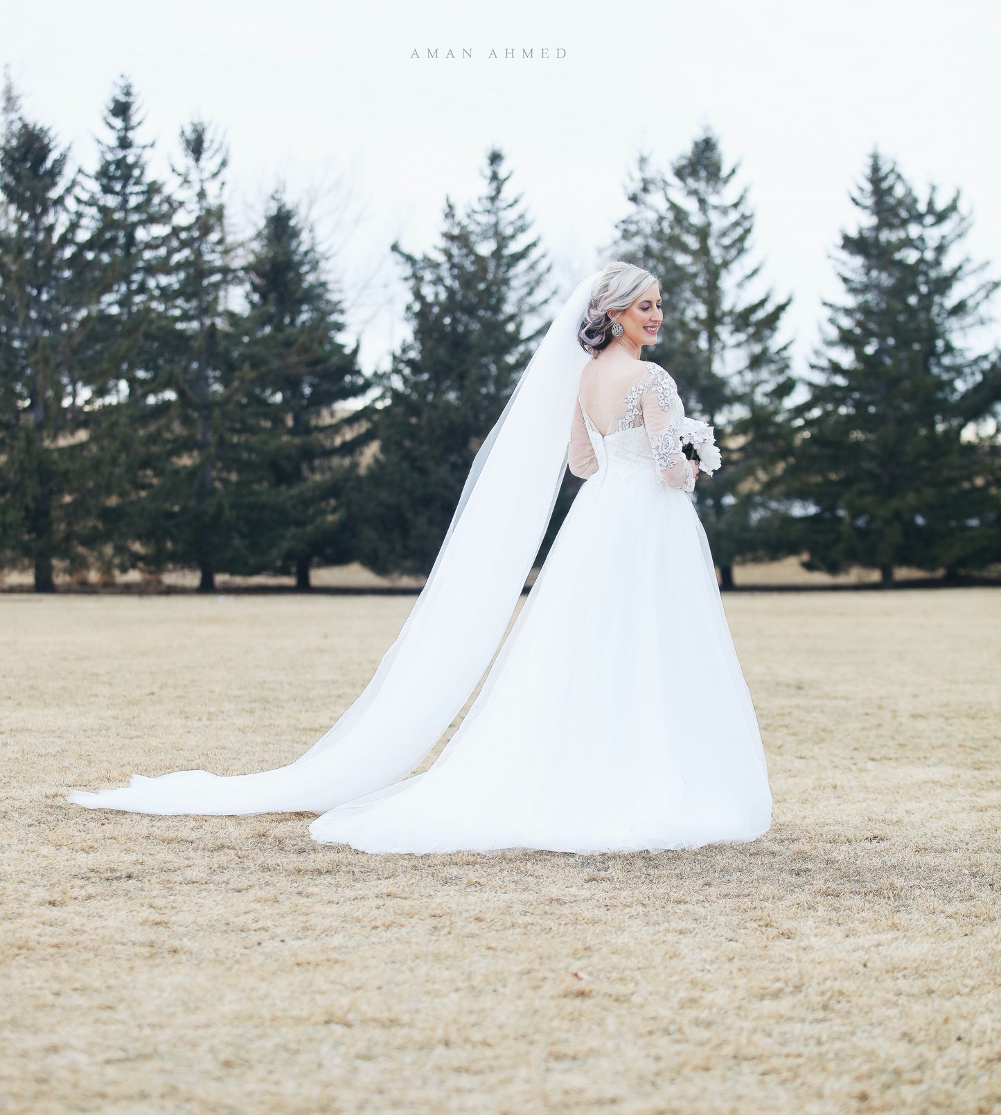 Lace top Bridal A line gown