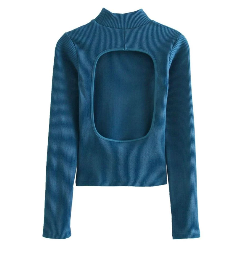 Close Neck Warm Sweater with Back less Back