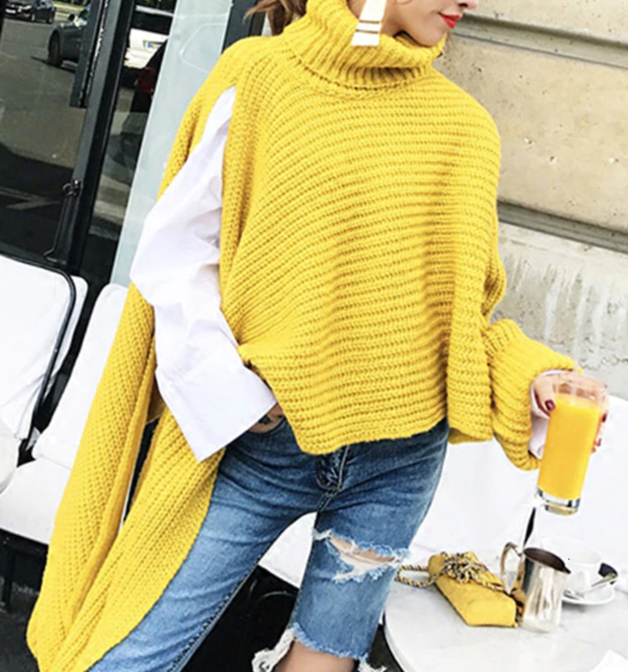 Irregular Sweater Female Turtleneck Batwing Sleeve